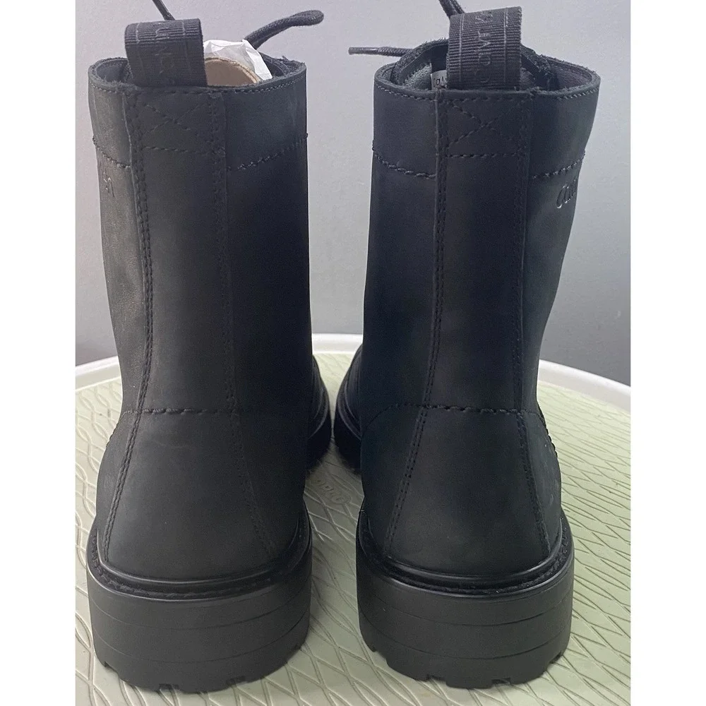 Calvin Klein Men Lorenzo Leather Lace Up Black Ankle Combat Boots Black Biker 8M